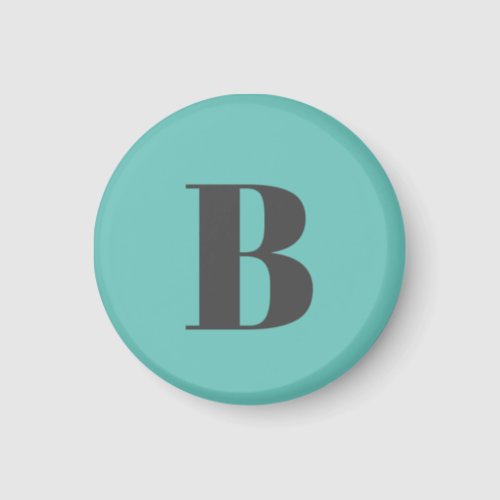 Exclusive Light Teal Gray Monogram Initial Letter Magnet