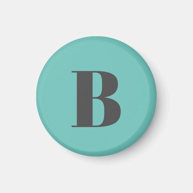 Exclusive Light Teal Gray Monogram Initial Letter Magnet (Front)