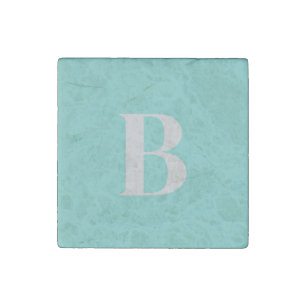 Exclusive Light Teal Gray Monogram Initial Letter Stone Magnet