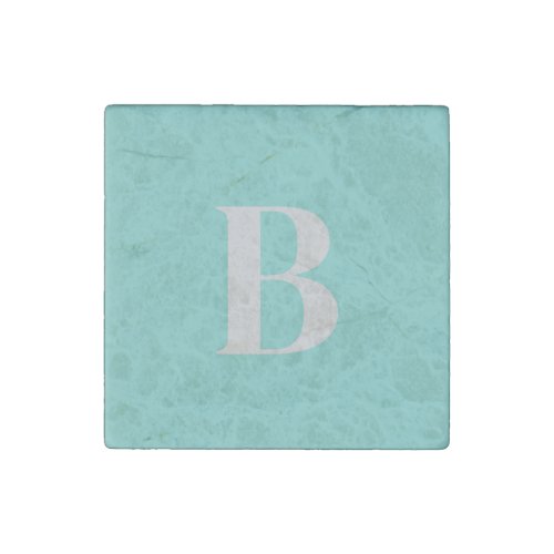 Exclusive Light Teal Gray Monogram Initial Letter Stone Magnet