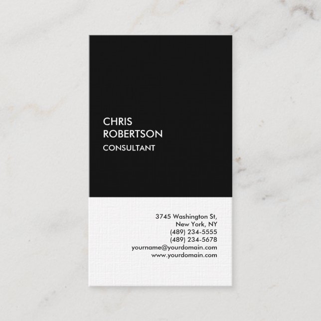 Exclusive Linen Special Black White Modern Unique Business Card (Front)