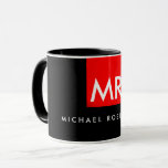 Exclusive Monogram Black Red Stripe Elegant Mug