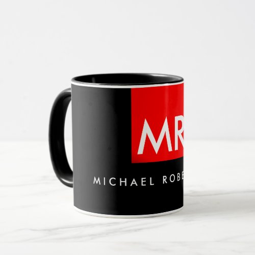 Exclusive Monogram Black Red Stripe Elegant Mug