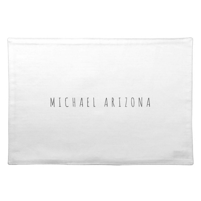 Exclusive Personal Modern Add Name Minimalist Cloth Placemat (Front)