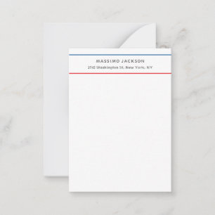 Exclusive Personal Modern Blue Red White Note Card
