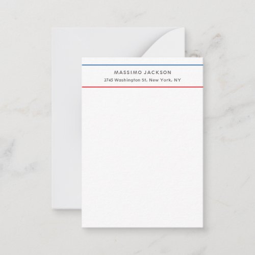 Exclusive Personal Modern Blue Red White Note Card
