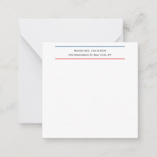 Exclusive Personal Modern Blue Red White Note Card