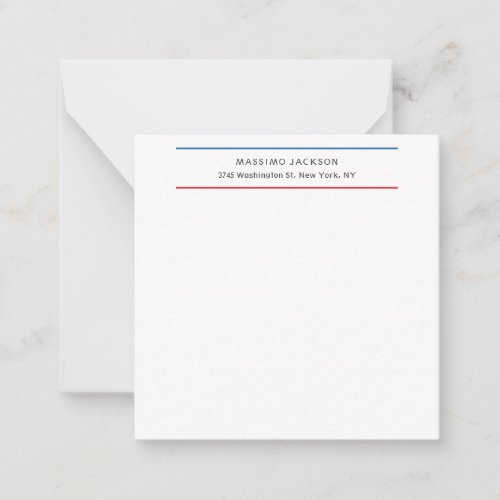 Exclusive Personal Modern Blue Red White Note Card