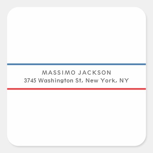 Exclusive Personal Modern Blue Red White Square Sticker