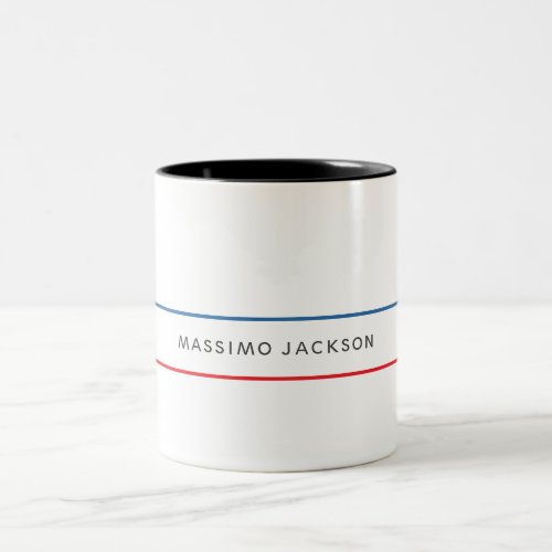 Exclusive Personal Modern Blue Red White Two-Tone Coffee Mug