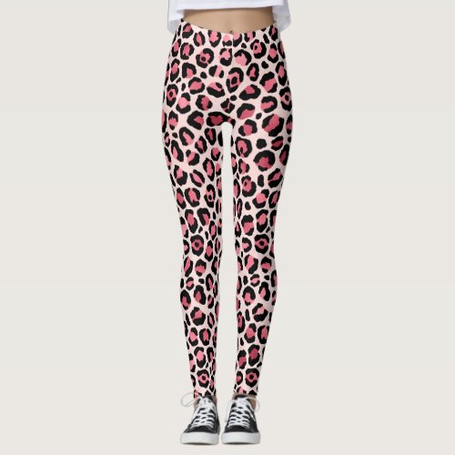 Exclusive pink leopard abstract  leggings