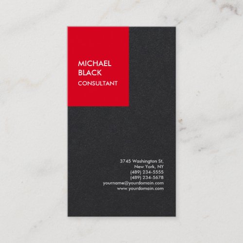 Exclusive Red Black Unique Modern Minimalist Plain Business Card