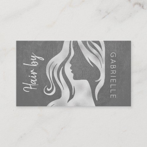 Exclusive silver Grey Leather Look Hair Stylist Appointment Card