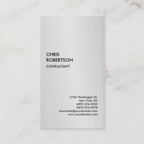 Exclusive Silver Grey Modern Unique Business Card