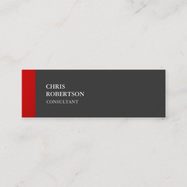 Exclusive Slim Special Plain Red Gray Mini Business Card (Front)