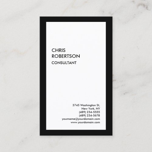 Exclusive Special Black Border White Modern Business Card