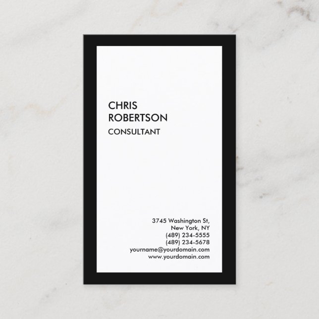 Exclusive Special Black Border White Modern Business Card (Front)