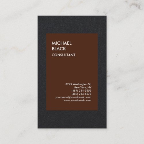 Exclusive Special Black Brown Modern Minimalist Business Card