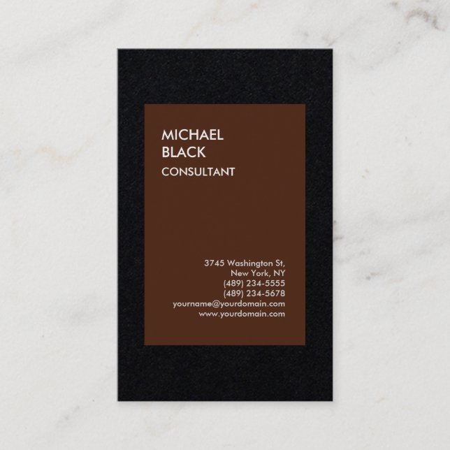 Exclusive Special Black Brown Modern Minimalist Business Card (Front)