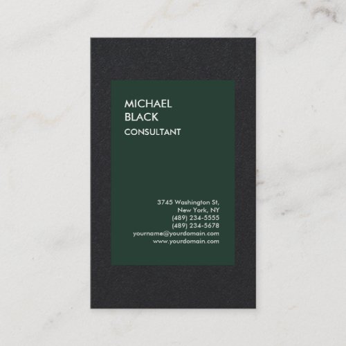 Exclusive Special Black Green Modern Minimalist Business Card