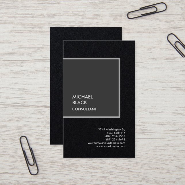 Exclusive Special Black Grey Modern Minimalist Business Card (Front/Back In Situ)