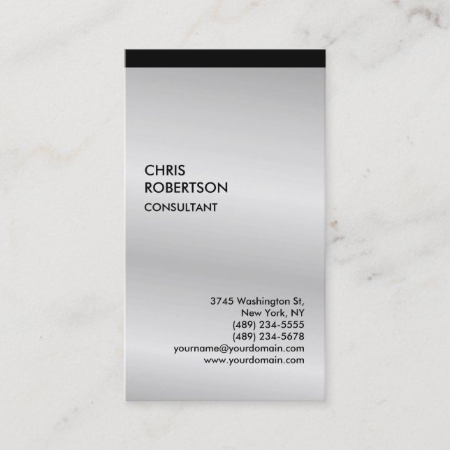 Exclusive Special Black Grey Modern Unique Business Card (Front)