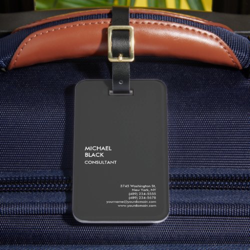 Exclusive Special Black Unique Modern Minimalist Luggage Tag