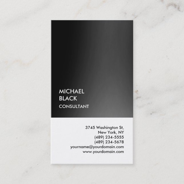 Exclusive Special Black White Unique Modern Business Card (Front)