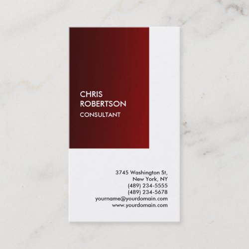 Exclusive Special Dark Red White Private Unique Business Card