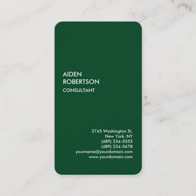 Exclusive Special Forest Green Modern Unique Business Card (Front)