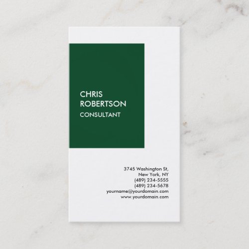 Exclusive Special Forest Green White Modern Unique Business Card
