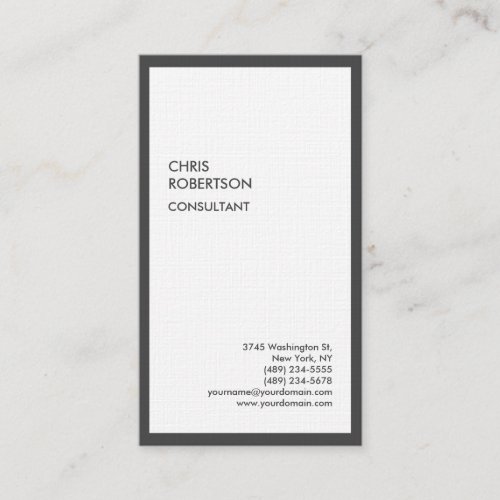 Exclusive Special Grey Border Modern Linen Business Card