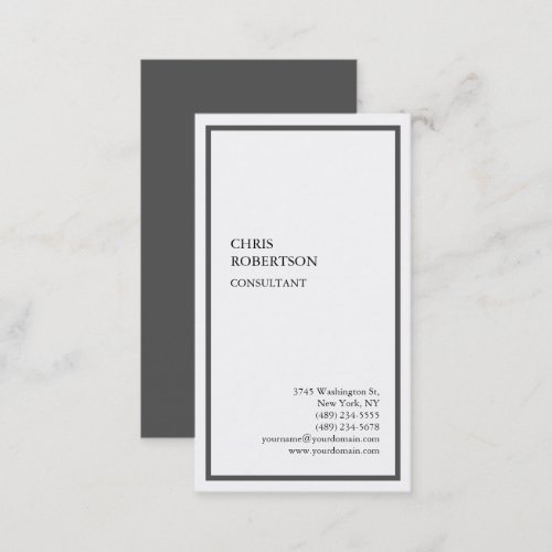 Exclusive Special Grey Border White Modern Unique Business Card
