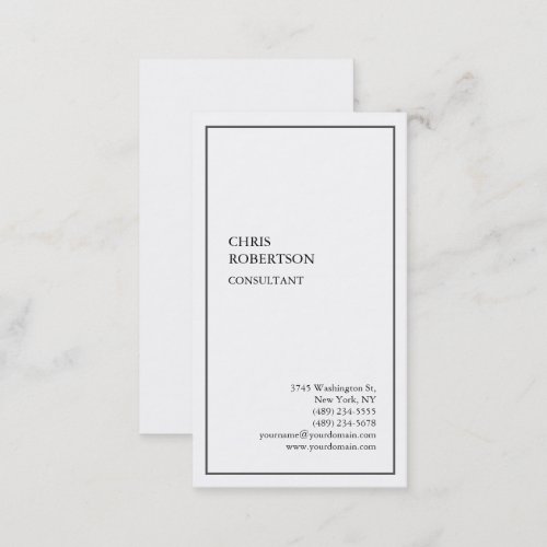 Exclusive Special Grey Border White Modern Unique  Business Card