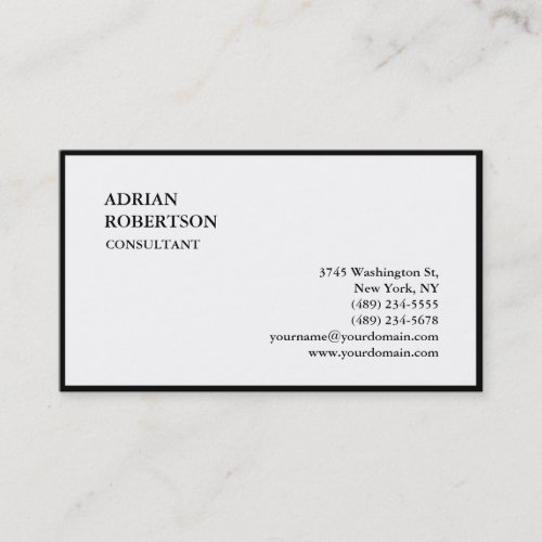 Exclusive Special Plain Black Frame White Trendy Business Card