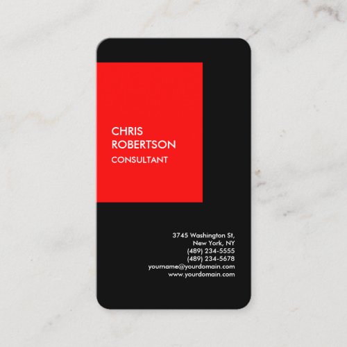 Exclusive Special Red Black Modern Minimalist Business Card