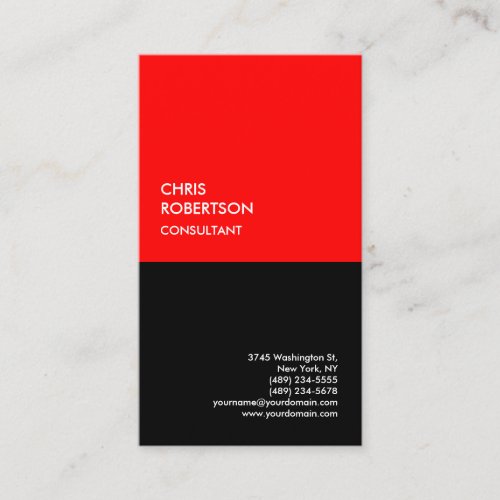 Exclusive Special Red Black Modern Minimalist Business Card
