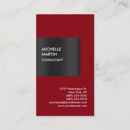 Exclusive Special Red gRAY Modern Unique Business Card