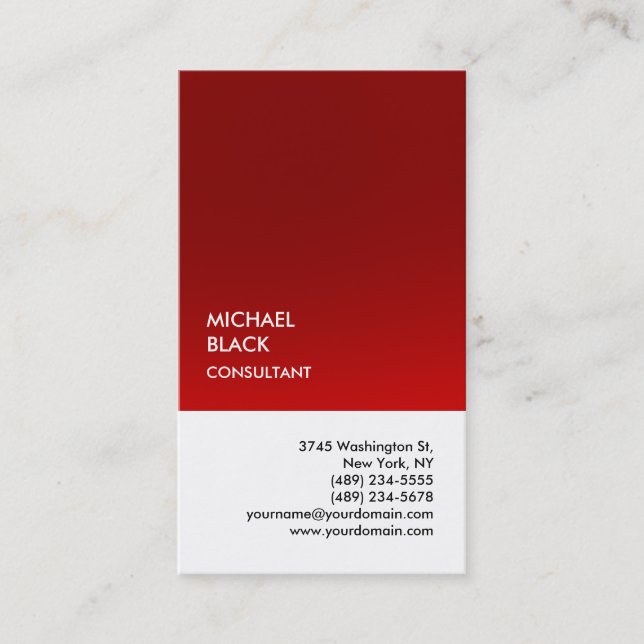 Exclusive Special Red White Unique Modern Business Card (Front)