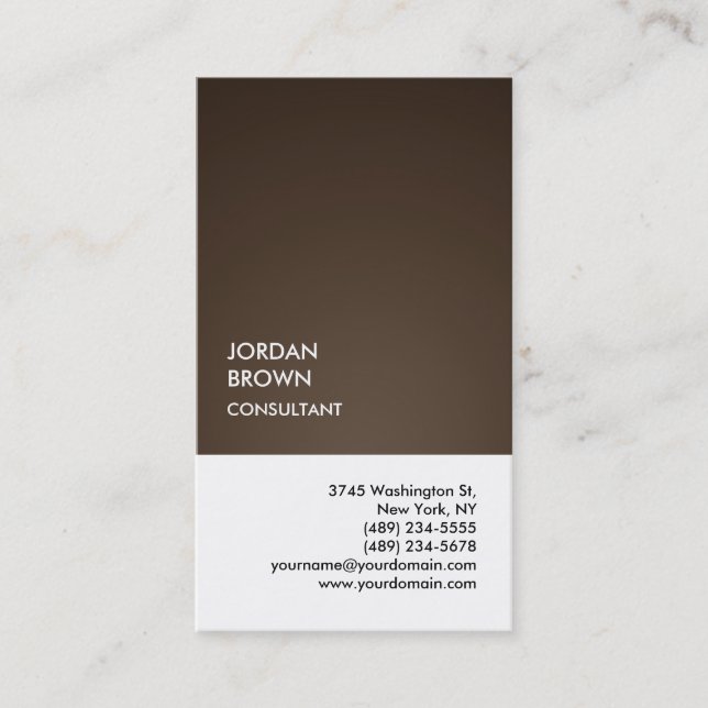 Exclusive Special Sepia Brown White Unique Business Card (Front)