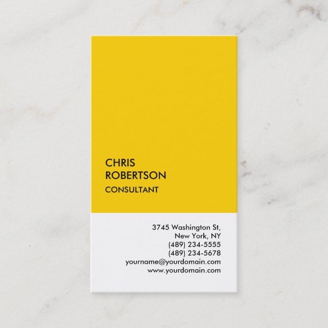 Exclusive Special Yellow White Unique Business Card (Front)