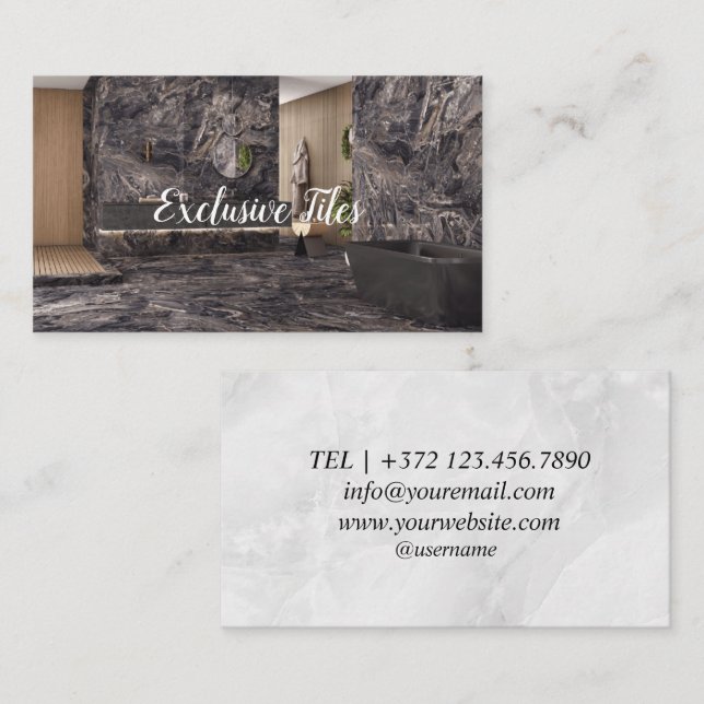 Exclusive Tiles Black Luxury  Natural Materials Business Card (Front/Back)