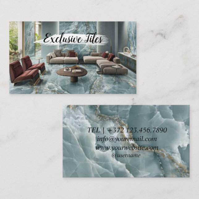 Exclusive Tiles Black Luxury  Natural Materials Business Card (Front/Back)