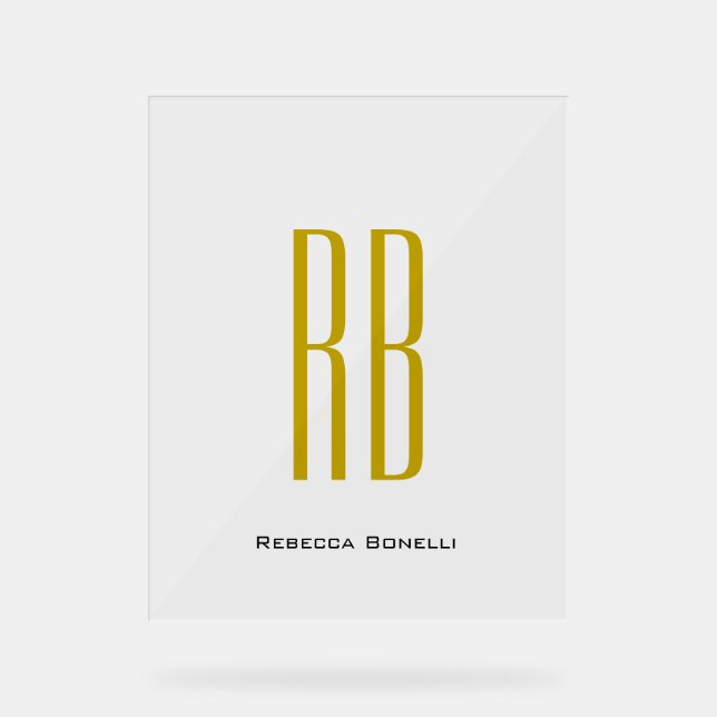 Exclusive Unique Gold Color Monogram Modern Name Acrylic Sign (Front)