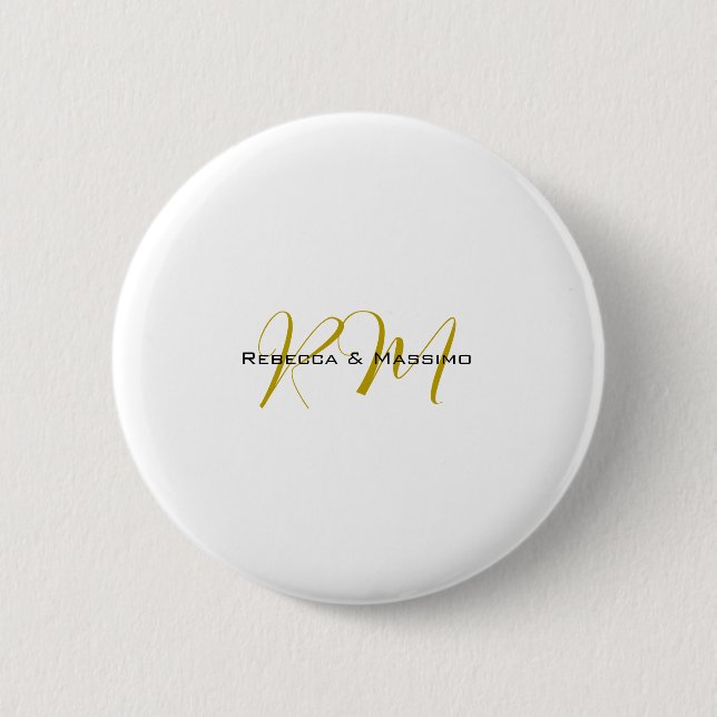 Exclusive Unique Gold Color Monogram Modern Name Button (Front)