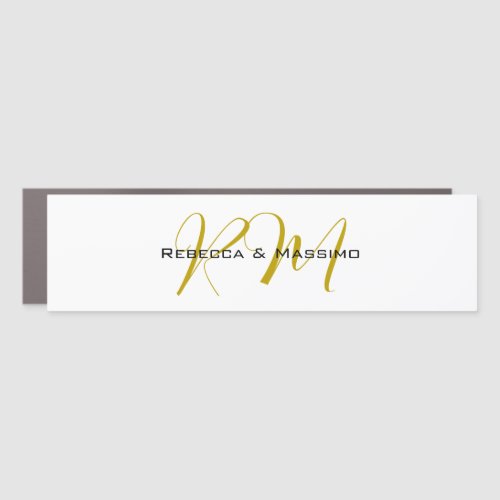 Exclusive Unique Gold Color Monogram Modern Name Car Magnet