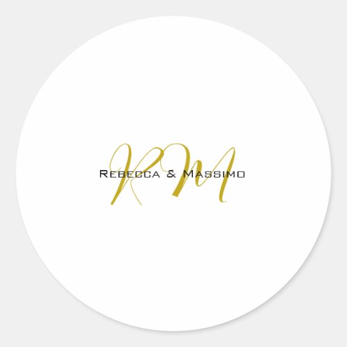 Exclusive Unique Gold Color Monogram Modern Name Classic Round Sticker