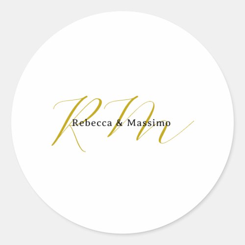Exclusive Unique Gold Color Monogram Modern Name Classic Round Sticker