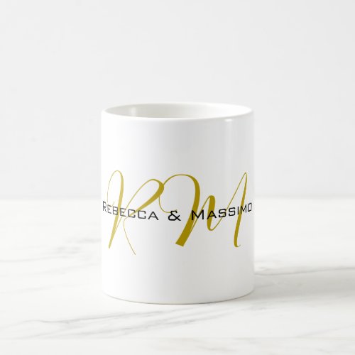 Exclusive Unique Gold Color Monogram Modern Name Coffee Mug
