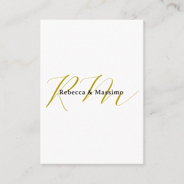 Exclusive Unique Gold Color Monogram Modern Name Enclosure Card (Front)